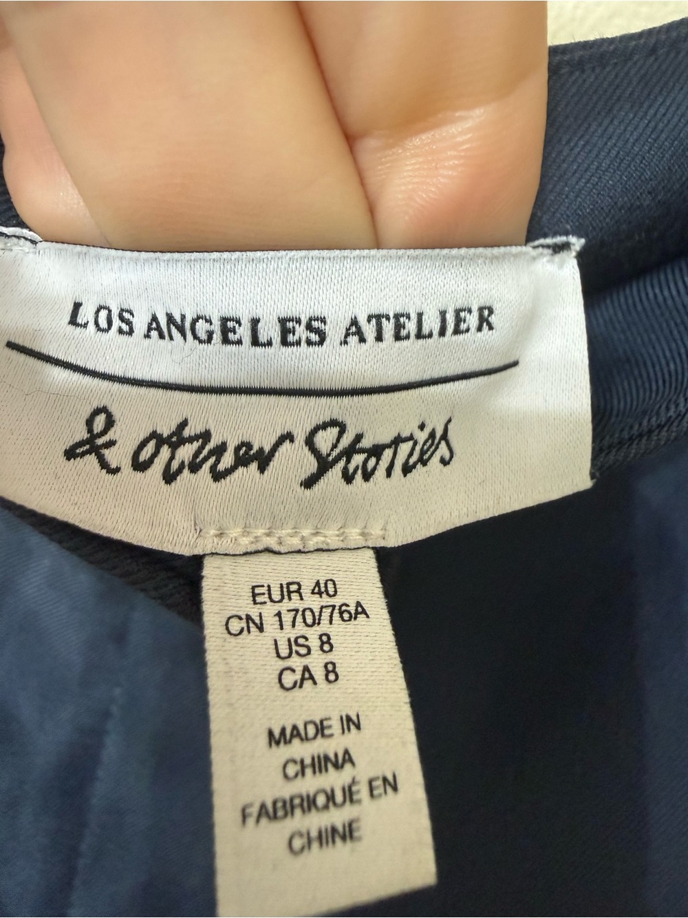 & Other Stories 8 Navy Wide-Leg High-Rise Cotton Wool Pants Preppy Clean Girl - Picture 4 of 9